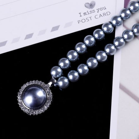Faux Pearl Choker with Diamante Framed statement Pearl Pendant - SALE