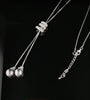 Faux Pearl Drop Necklace with statement Diamante Catch - SALE