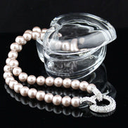 Faux Pearl Necklace with Statement Diamante Love Ring 9