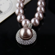 Faux Pearl Choker with Diamante Framed statement Pearl Pendant  13