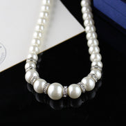 Faux Pearl Necklace with feature Diamante Spacers 15
