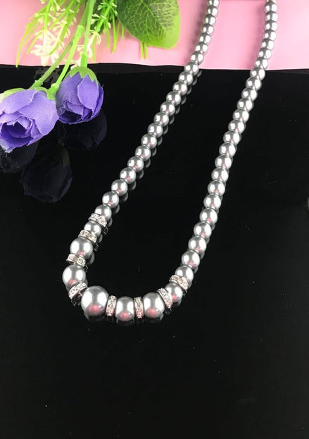 Faux Pearl Necklace with feature Diamante Spacers - SALE