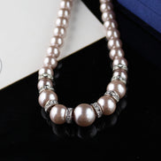 Faux Pearl Necklace with feature Diamante Spacers 15
