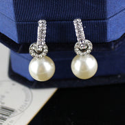 Diamante and Faux Pearl Love Knot Earrings 10