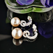 Diamante and Faux Pearl Love Knot Earrings 10