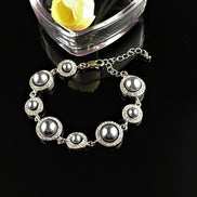 Faux Pearl and Rhinestone Link Bracelet 14