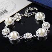 Faux Pearl and Rhinestone Link Bracelet 14