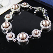 Faux Pearl and Rhinestone Link Bracelet 14