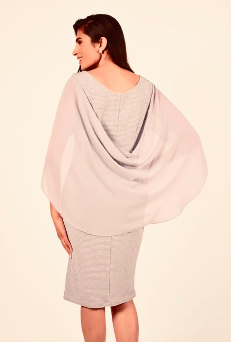 Dress with Diamante Button Details and Chiffon Drape - SALE