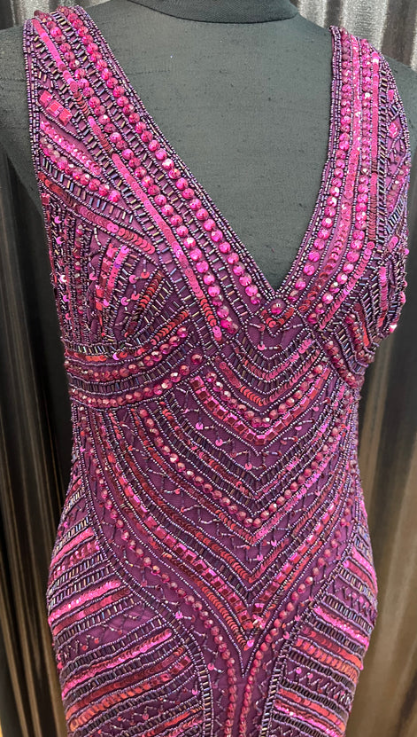 Floor Length Beaded Gown with Fishtail Skirt