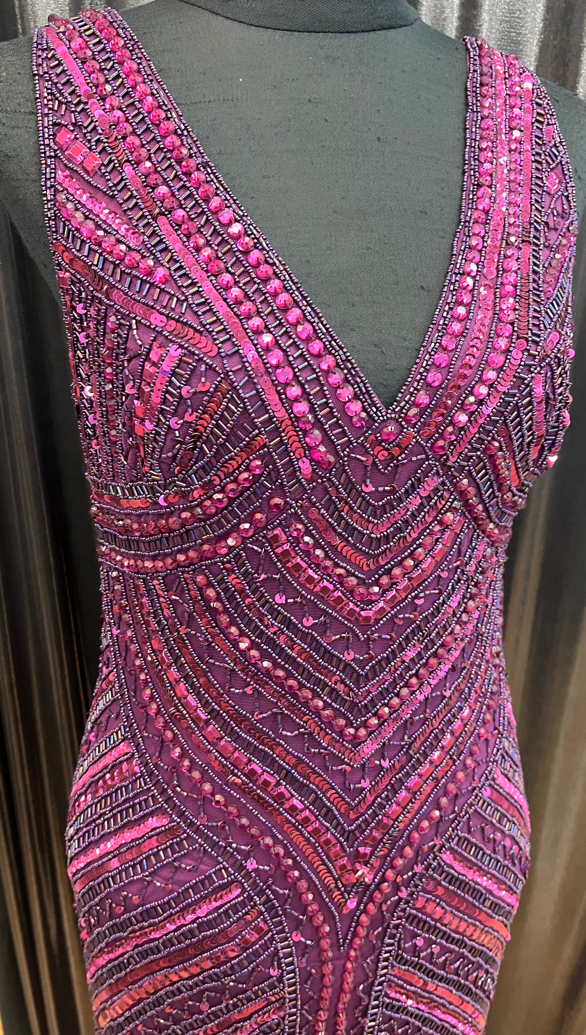 Floor Length Beaded Gown with Fishtail Skirt