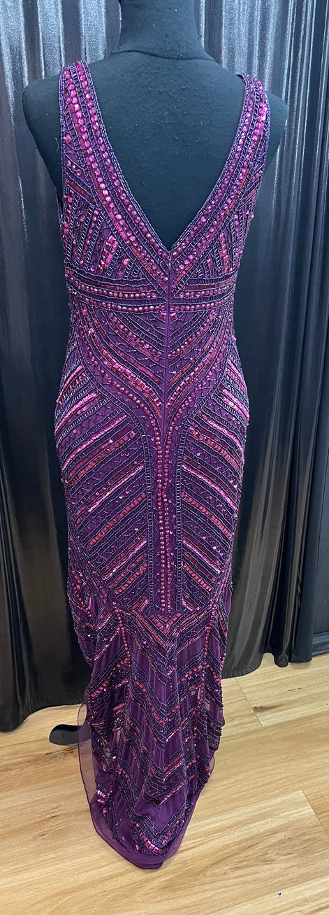 Floor Length Beaded Gown with Fishtail Skirt