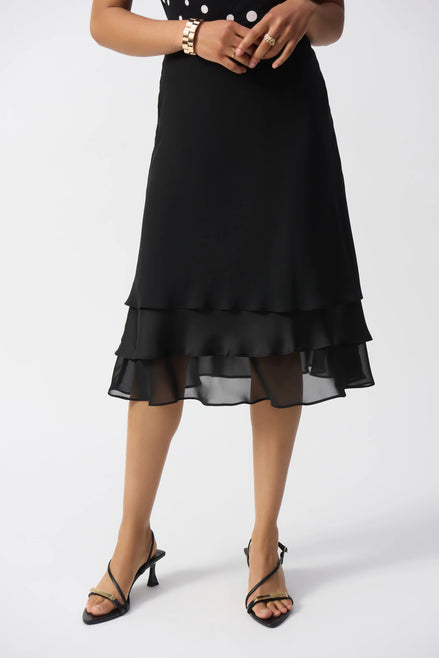 A-Line Chiffon & Satin Ruffle Skirt