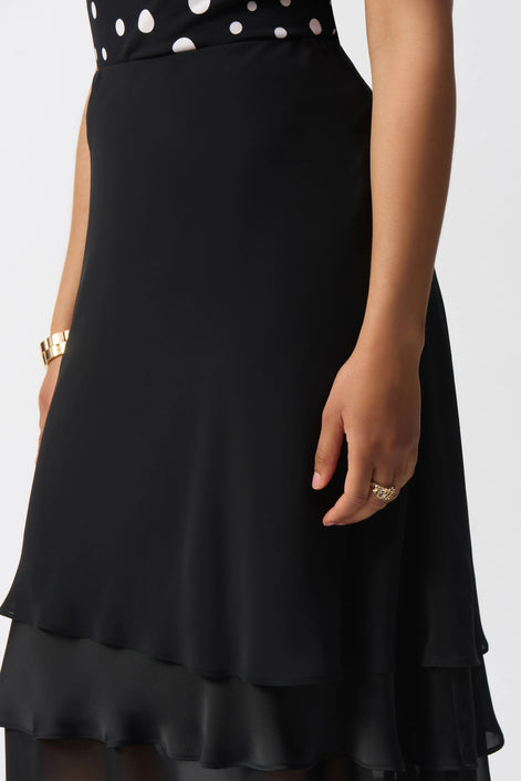 A-Line Chiffon & Satin Ruffle Skirt