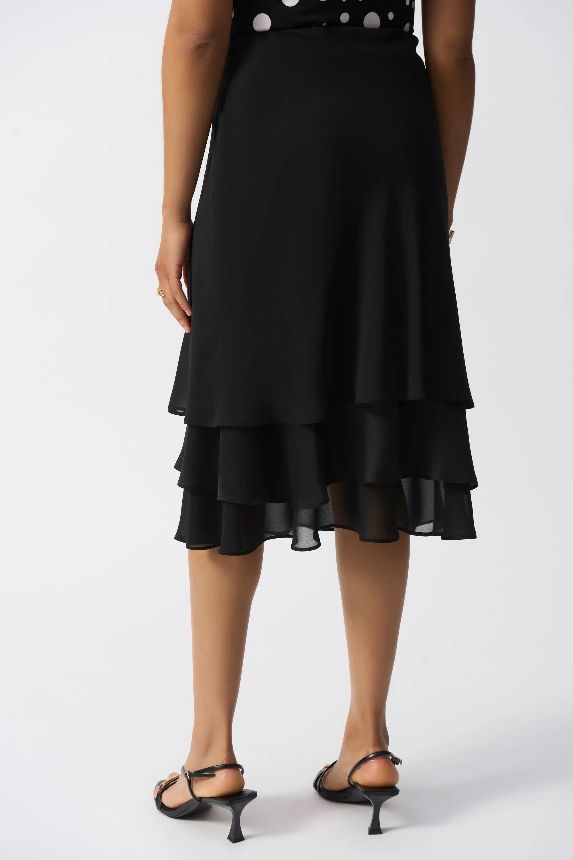A-Line Chiffon & Satin Ruffle Skirt