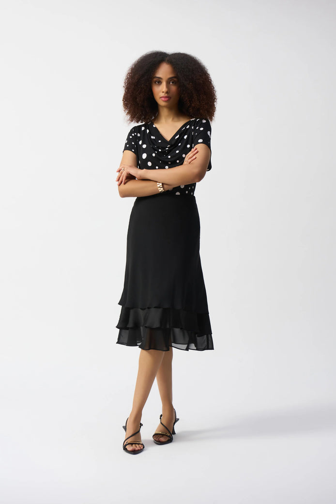 A-Line Chiffon & Satin Ruffle Skirt