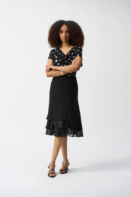A-Line Chiffon & Satin Ruffle Skirt