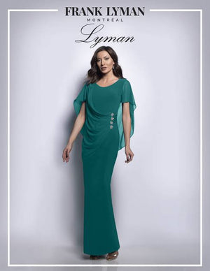 Elegant Cape Gown with Diamante Waist Detail