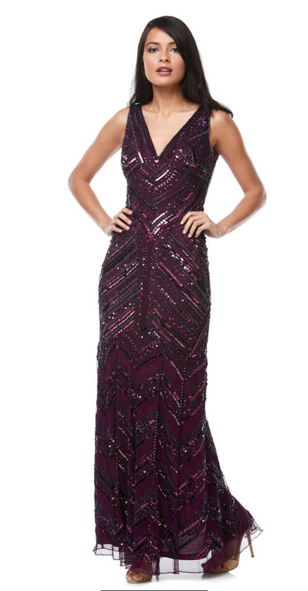 Floor Length Beaded Gown with Fishtail Skirt