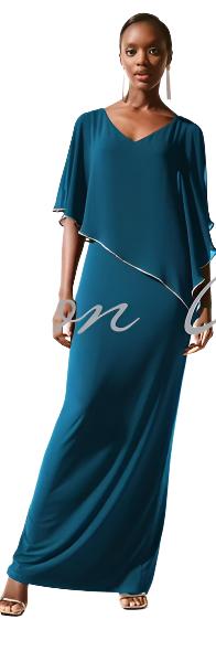 Long Chiffon Cape Gown