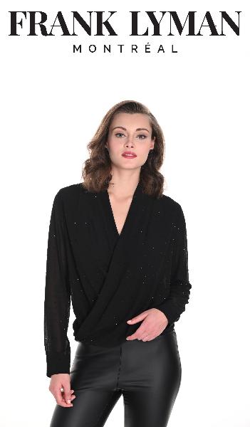 Long Sleeved Embellished Wrap Blouse
