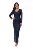 Long Beaded Gown with V-Neckline with Modesty Panel