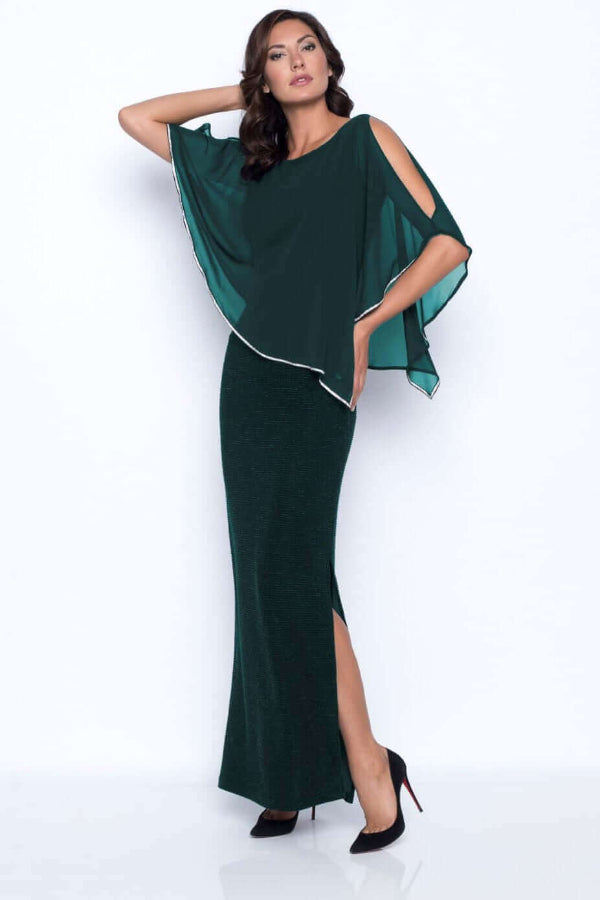 Chiffon Drape Maxi Dress with Mid-Length Split 410