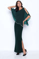 Chiffon Drape Maxi Dress with Mid-Length Split 410