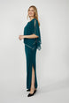 Chiffon Drape Maxi Dress with Mid-Length Split 410