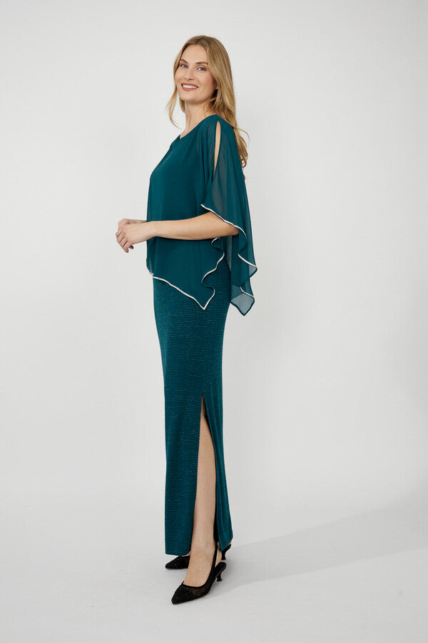 Chiffon Drape Maxi Dress with Mid-Length Split