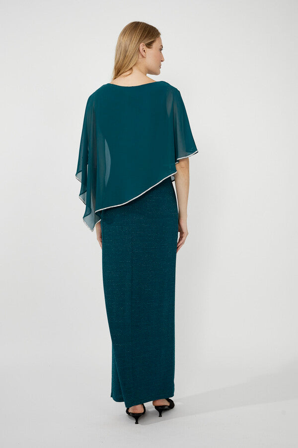 Chiffon Drape Maxi Dress with Mid-Length Split 410