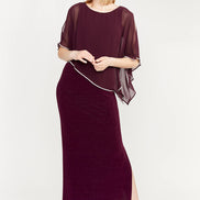 Chiffon Drape Maxi Dress with Mid-Length Split 410