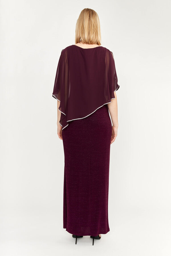 Chiffon Drape Maxi Dress with Mid-Length Split