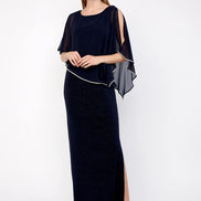 Chiffon Drape Maxi Dress with Mid-Length Split 410