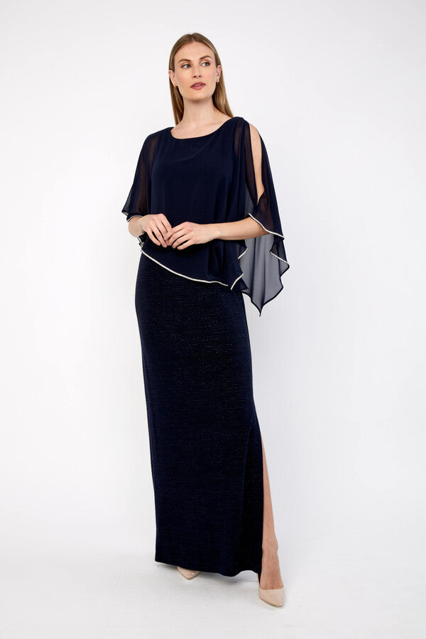 Chiffon Drape Maxi Dress with Mid-Length Split