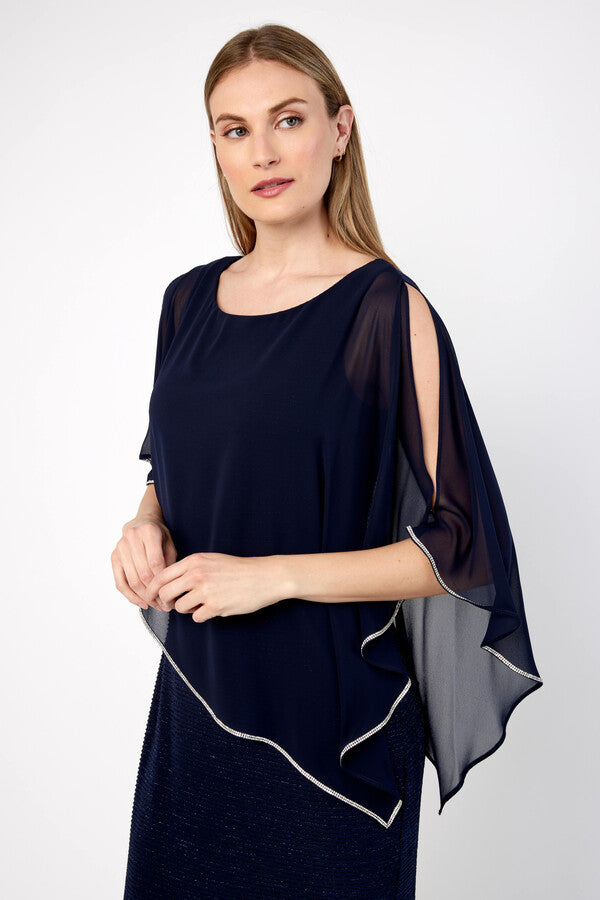 Chiffon Drape Maxi Dress with Mid-Length Split 410