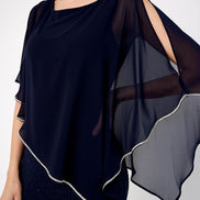 Chiffon Drape Maxi Dress with Mid-Length Split 410