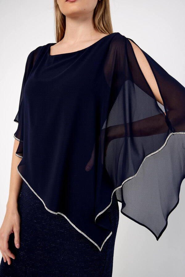 Chiffon Drape Maxi Dress with Mid-Length Split 410