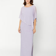 Chiffon Drape Maxi Dress with Mid-Length Split 410