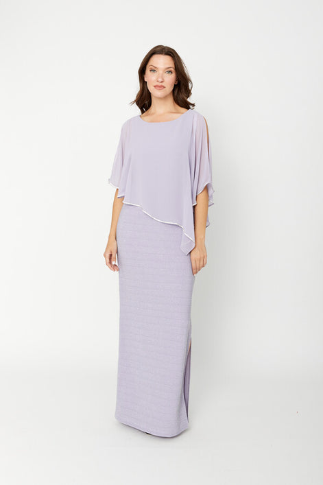 Chiffon Drape Maxi Dress with Mid-Length Split
