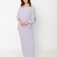 Chiffon Drape Maxi Dress with Mid-Length Split 410