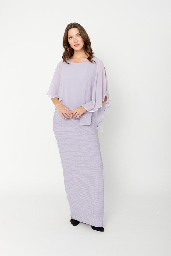 Chiffon Drape Maxi Dress with Mid-Length Split 410