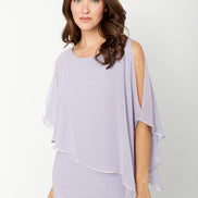 Chiffon Drape Maxi Dress with Mid-Length Split 410