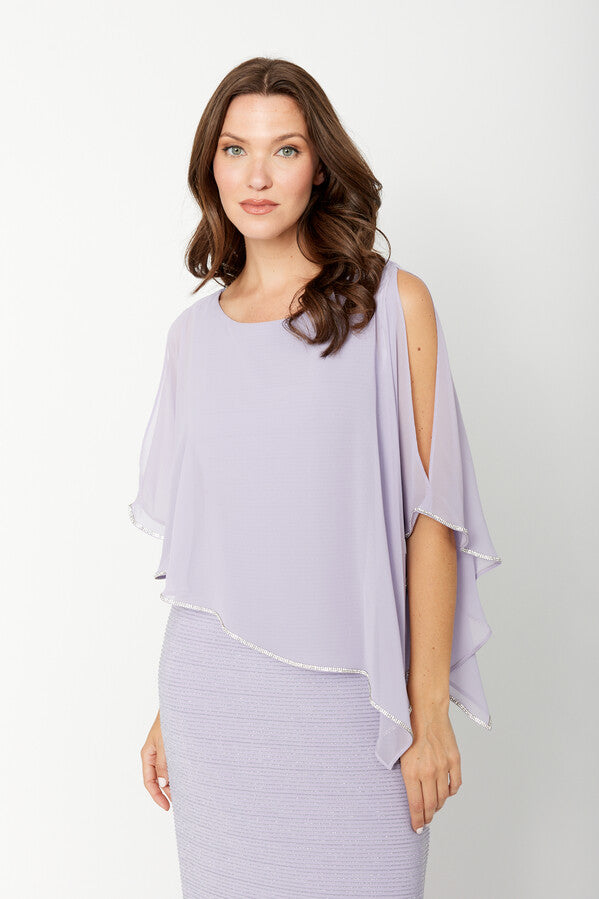 Chiffon Drape Maxi Dress with Mid-Length Split