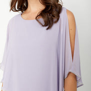 Chiffon Drape Maxi Dress with Mid-Length Split 410