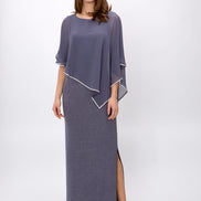Chiffon Drape Maxi Dress with Mid-Length Split 410