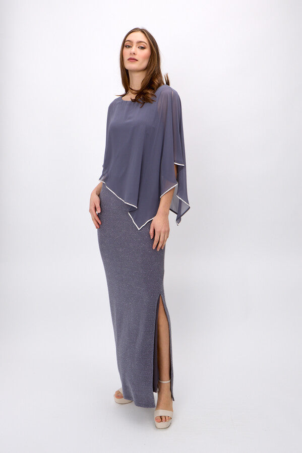 Chiffon Drape Maxi Dress with Mid-Length Split 410