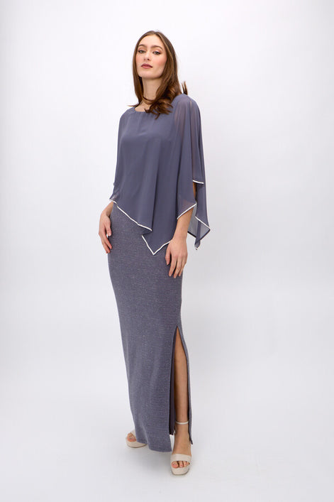 Chiffon Drape Maxi Dress with Mid-Length Split