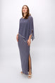 Chiffon Drape Maxi Dress with Mid-Length Split 410