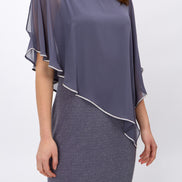 Chiffon Drape Maxi Dress with Mid-Length Split 410